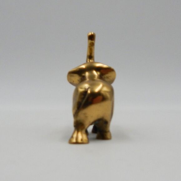 Brass Miniature Elephant Trunk Up 2.5 Inch Tusks Figurine Mini - Picture 8 of 8